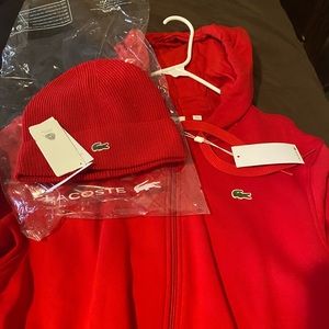 I got this as a Christmas present..Men US Large Lacoste hoodie with hat